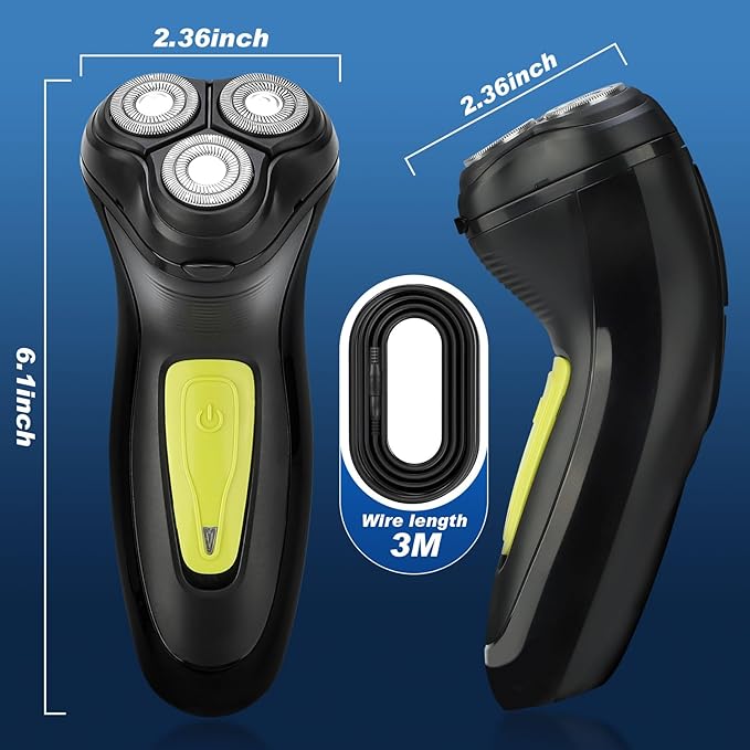 BlueFire Head Shaver for Bald Men, Corded 3D Electric Rotary Shavers with Pop-up Trimmer,Bald Head Close Shaver for Men, Rotary Shaver Electric Dry Shave