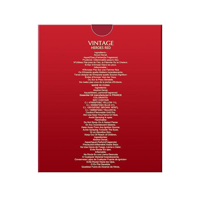 Hybrid & Company Vintage Heroes Red For Men Eau De Toilette Vaporisateur Natural Spray 3.4 Fl Oz