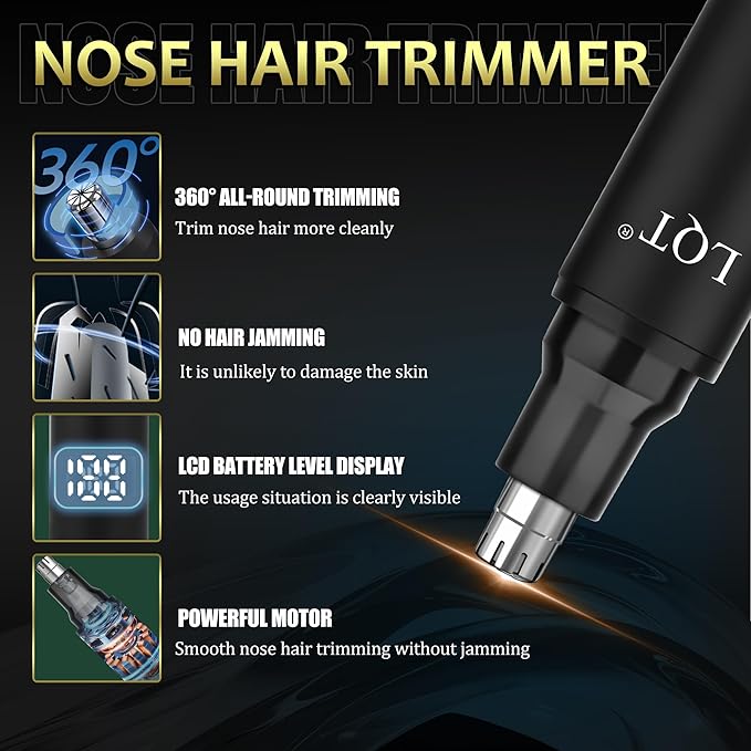 Hair Clippers for Men with LED Display, 4-Piece Cordless Grooming Kit with Hair Clipper, Beard Trimmer, Foil Shaver & Nose Trimmer, Complete Set for Home Barber