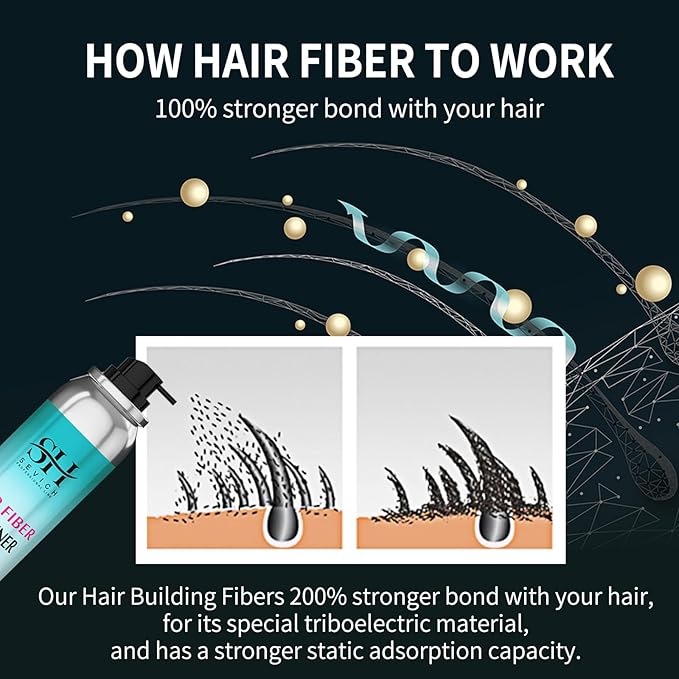 Sevich Hair Fiber Spray - Instant Hair Thickening Powder for Men & Women, Hair Building Fibers for Thinning Hair, Root Touch Up Hair Color, Waterproof, Sweatproof, Natural Look,120ml Dark Brown