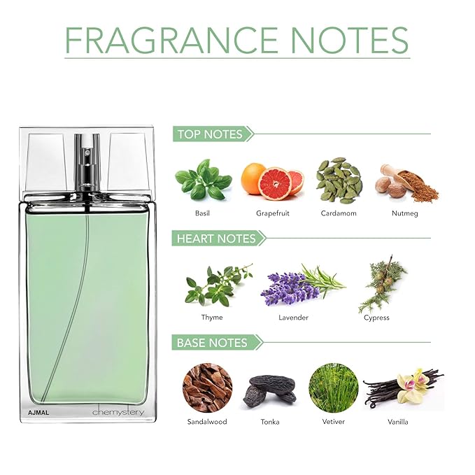 Ajmal Chemistery Eau de Parfum for Men, 3.0 fl oz / 90 ml, Aromatic Woody Floral Spicy Masculine Fragrance, Long Lasting Men’s Perfume, Made in Dubai