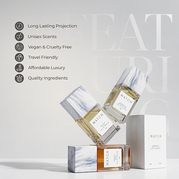 Match Imagine Eau de Parfum – Citrus Amber Woody Fragrance with Bergamot, Ginger & Frankincense – Long-Lasting Unisex Luxury Perfume 50ml / 1.7 fl oz