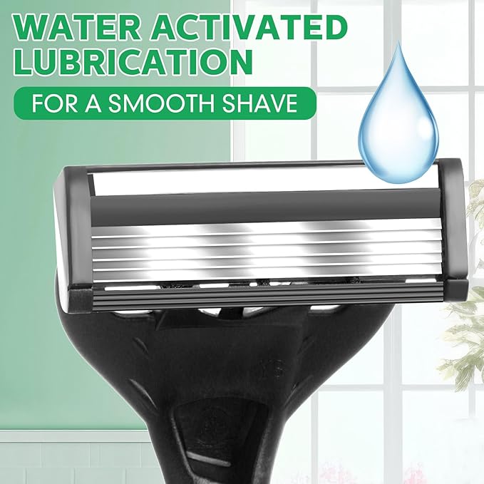 20 Men's 5-blade Disposable Razors for Sensitive Skin, Individually Wrapped Razor Bulk with Rotating Head and Non-slip Handle, Travel Shaving for Home, Hotel, Spa and Business Trips