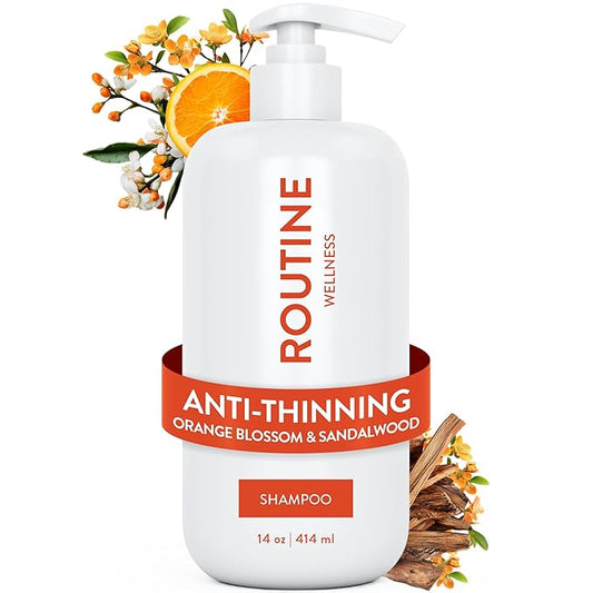 Routine Wellness Anti-Thinning Volumizing Shampoo for Thinning Hair & Hair Loss - Grow Your Confidence with Biotin & DHT Blockers - 14 oz Shampoo - Orange Blossom & Sandalwood