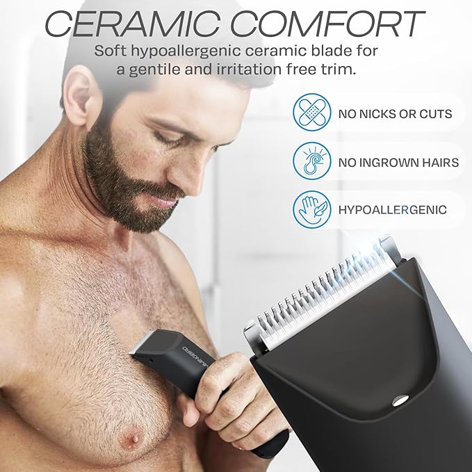 HUMMINGBIRD MK5 Pubic Hair Trimmer for Men – Ceramic Blade, No Nick, No Cut, Ball Trimmer, Waterproof, USB-C Rechargeable, LED Display, Charging Dock & Travel Pouch, Body Trimmer & Ball Shaver