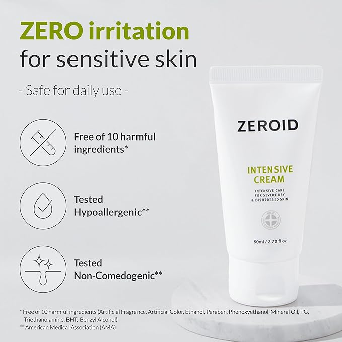 ZEROID | Intensive Cream | Face Moisturizer for Dry & Disordered Skin | Face Cream for Sensitive Skin | Face Lotion For Skin Barrier Repair | Korean Skincare | Korean Moisturizer | 2.7 fl oz (80ml)