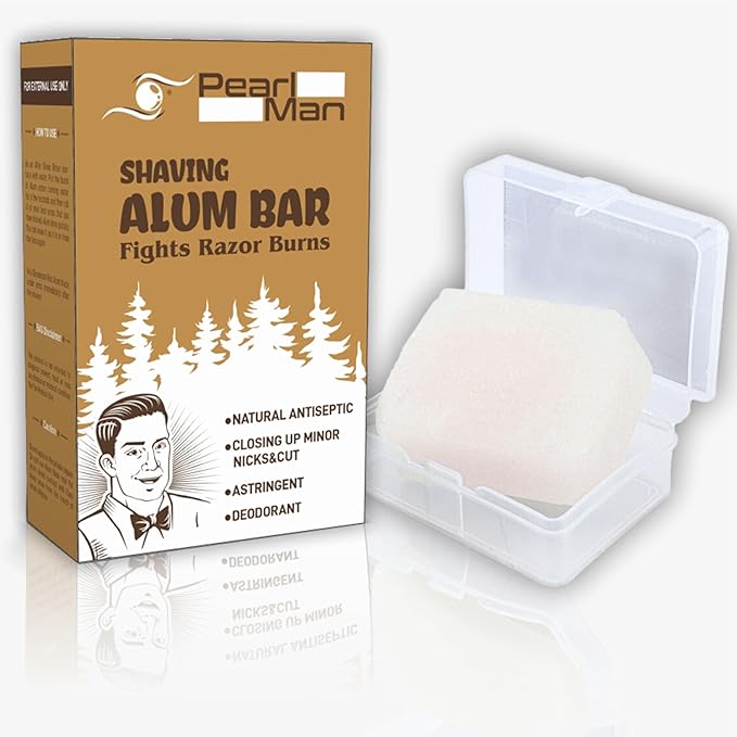 Pearl Shaving Alum Bar (Fitkari) - 100g | 100% Pure Natural Alum Stone | Gentle & Effective Aftershave| Ideal for Razor Burn Relief | Chemical-Free Shaving Aid, white