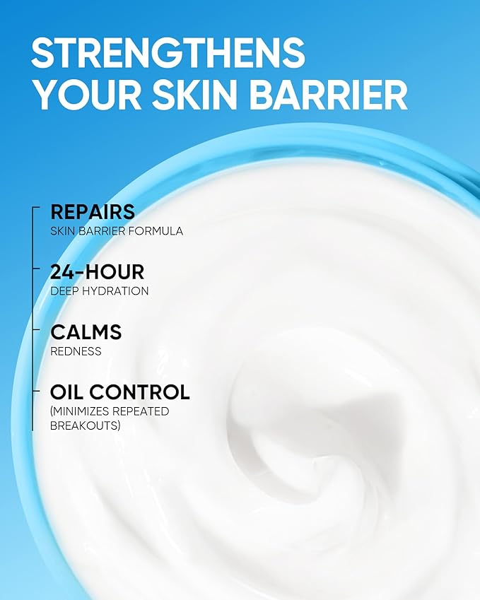Face Moisturizer with 5X Ceramides, Hydrating Moisture Barrier Repair Cream for Sensitive/Oil Skin Types, Hyaluronic Acid & Centella, Daily Facial Moisturizer, Non-Comedogenic 30g/1 fl.oz