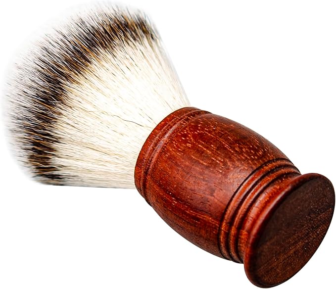 Shaving Brush Set Synthetic Hair Shaving Brush with Solid Wood Handle and Wooden Shaving Soap Bowl for Men Easy to Lather Fits Wet Shaving 30mm Knots