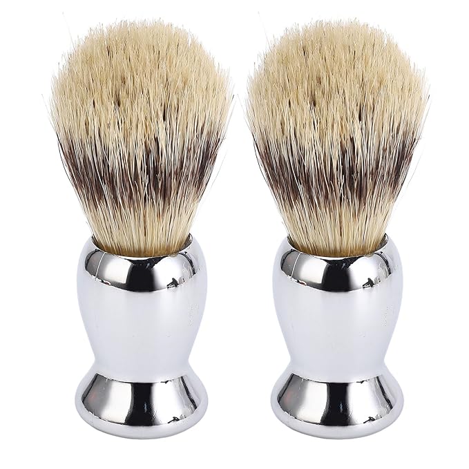 2Pcs Shaving Brush for Men, Long Soft Dense Brush Hair with Handle for Foaming Cream and Beard Shaving