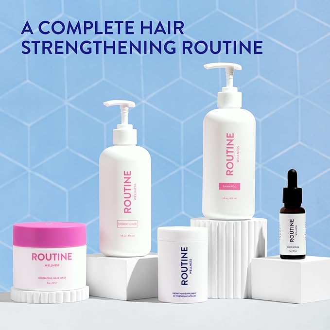 Routine Wellness Anti-Thinning Shampoo for Thinning Hair - Biotin DHT Blocker Women & Men - Color Safe Shampoo for Hair Loss & Healthy Growth (Sage & Bergamot)