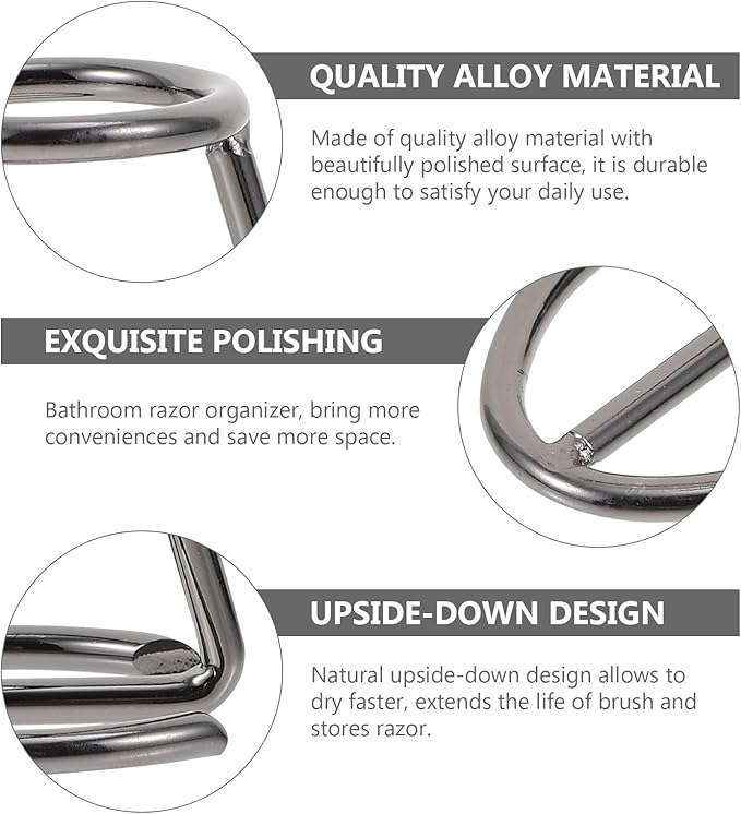 Men Razor Brush Stand and Ferroalloy Razor Organizer Rack for Bathroom Storage, Gunmetal Shaving Tool Holder Suitable for Home and Travel Use