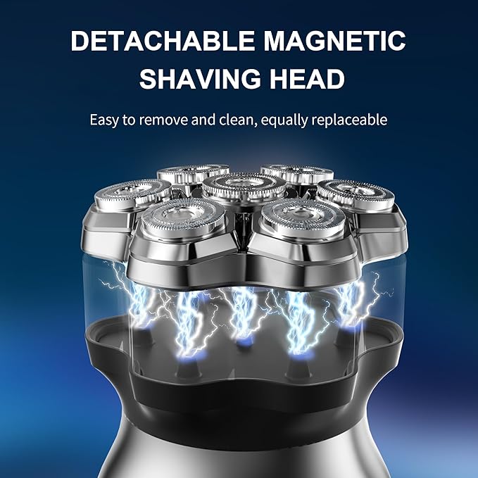 Head Shavers for Bald Men,Magnetic Head Shaver,Waterproof Wet Dry Shaving,Electric Bald Head Razor,LED Display,Cordless Rechargeable 7D Shaver for Scalp/Face/Beard with Type-C Charge