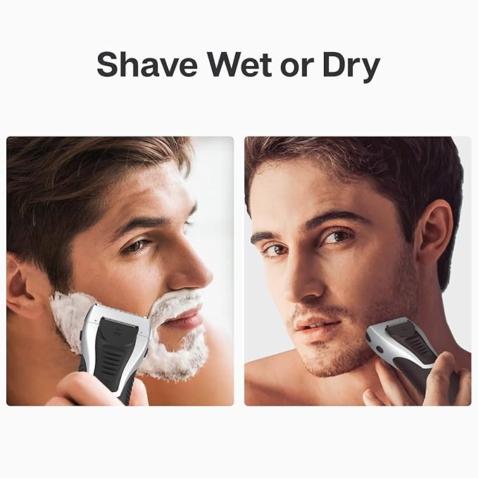 YASUN Foil Shaver - Electric Razor, Wet/Dry IPX7 Waterproof, Pop-up Beard Trimmer, Cordless Rechargeable Mens Razor - YS5800 Silver & Black