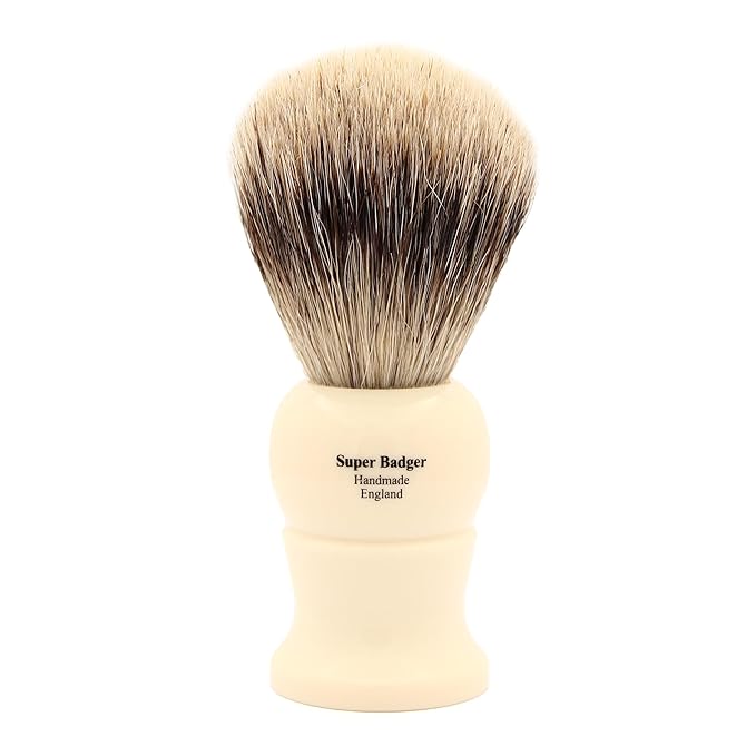 Edwin Jagger 5EJ287 Extra Large Super Badger Shaving Brush, Imitation Ivory for use with Shaving Cream or Soap for Men