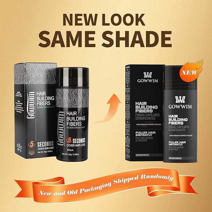 gowwim Hair Fibers for Thinning Hair 25g Hair Building Fibers 100% Undetectable,Instantly Cover Sparse Hair Areas-Bald Spots Cover Up. (Dark Brown)