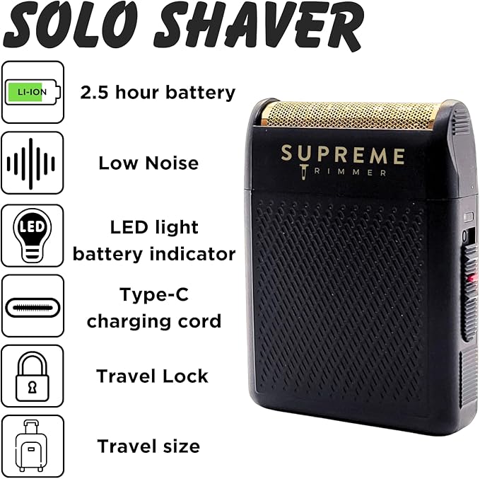 Supreme Trimmer Solo Single Foil Shaver for Pocket | 150 Min Runtime Cordless use, Powerful USB-C Mini Travel Razor for Professional & Home use | STF101