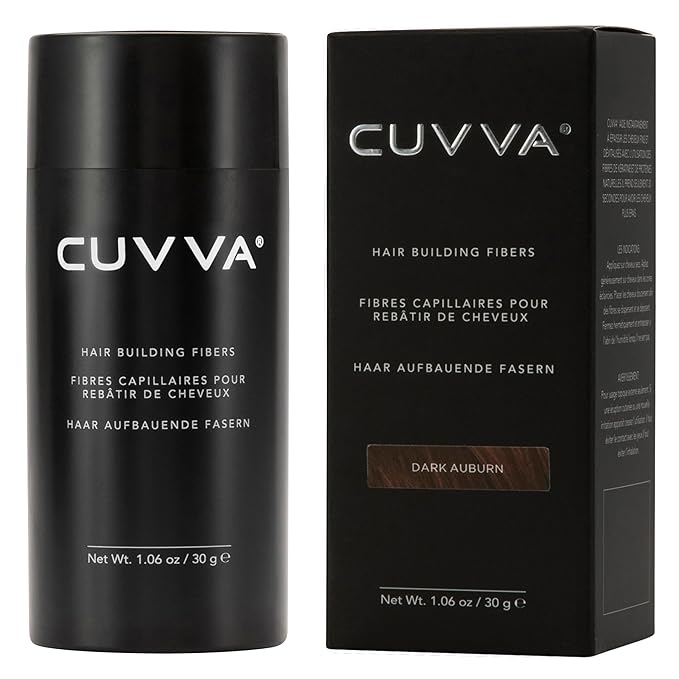 CUVVA Hair Building Fibers (30g) - Instantly Fill in Fine and Thinning Hair to Create a Thicker, Fuller Look - 13 Different Shades for Men & Women - Dark Auburn