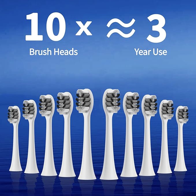 Sonic Electric Toothbrush for Adults & Kids - 10 Brush Heads, 90-Day Battery, 5 Modes, 2-Min Timer, IPX8 Waterproof, Rechargeable & Travel-Friendly (Silver)