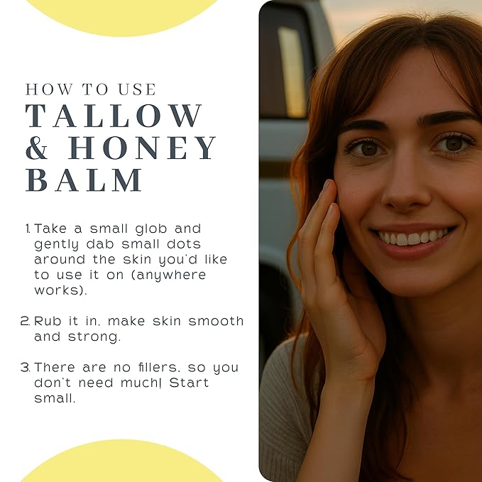Vanman's Tallow and Honey Balm - Tallow Face Moisturizer with Grass-Fed/Finished Beef Tallow for Skin and Essential Oils, Organic Raw Honey and Beeswax, Cold Pressed Olive Oil - 2 oz