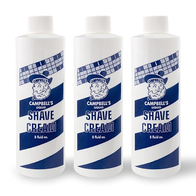 Campbell’s Liquid Shave Cream Lather, Barber Shaving Cream Lather, Professional Shaving Supplies and Products, 8 Ounces, (Pack of 3)