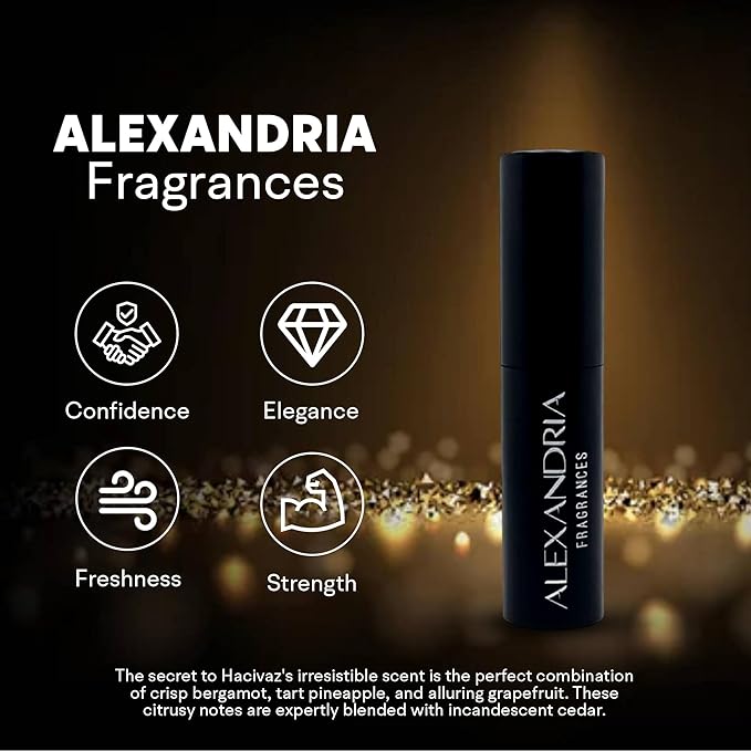 Alexandria Fragrances Hacivaz Perfume - Long Lasting Eau de Parfum for Men - Men's Cologne with Bergamot, Pineapple, and Grapefruit - Elegant Woody Citrus Parfum - Perfect for Every Occasion – 10ml