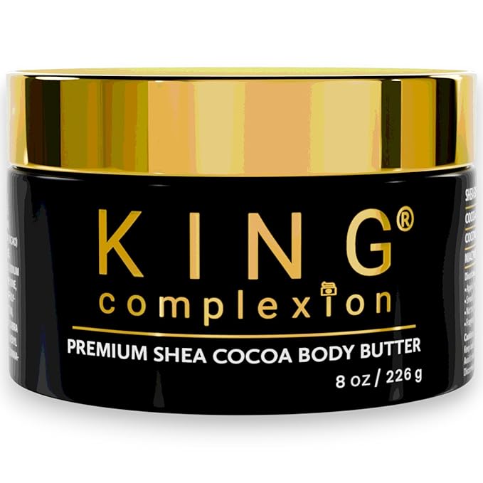 Shea Cocoa Body Butter - Organic - Nice Cocoa Smell - Not Too Greasy - Thick Cocoa Butter - Large 8 oz- Deep Moisturizing - Melanin Rich Skin - Black Owned Skincare - Mens Skincare