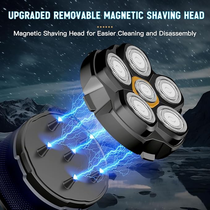 SOLIMPIA Upgraded Head Shaver for Bald Men，Magnetic Electric Razor Hair Trimmer for Men，Large Battery Capacity, Rechargeable LED Display， Waterproof Wet/Dry Head Shavers with Type-C Charge