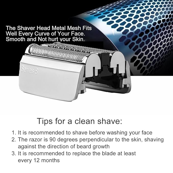 83M Replacement Shaver Head Compatible with Braun Series 8 Electric Shaver Wet and Dry,83M Replacement Foil & Cutter for Braun S8 Replacement Head Electric Razor Blades 8467 8370cc 8340s