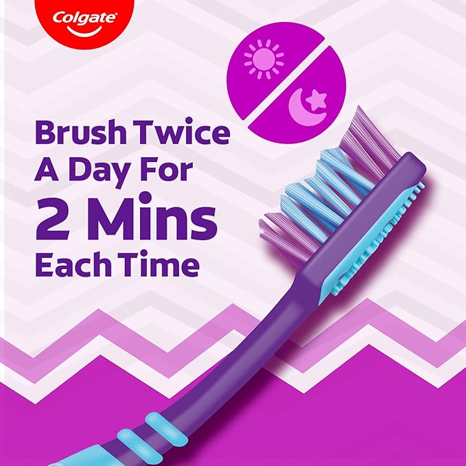 Colgate ZigZag Toothbrush for Deep Inter dental Clean with multi angle zig zag bristles (Medium, Pack of 6)