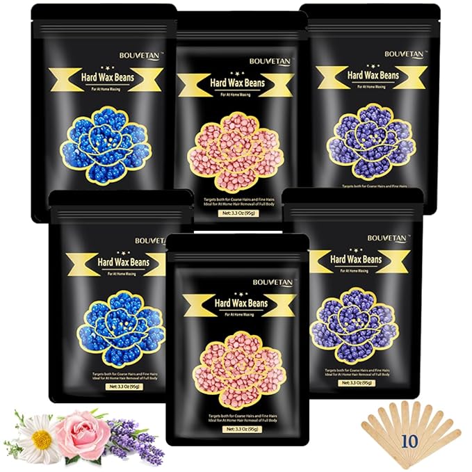Wax Beads for Hair Removal – 6 Packs, 21oz Total – Smooth & Long-Lasting Hair Removal Hard Wax Beans for All Skin Types