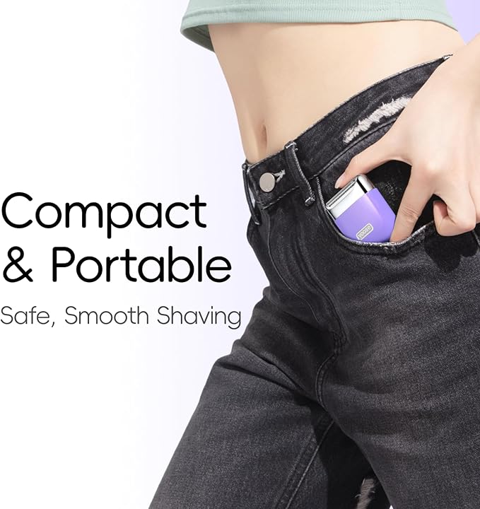 yoose Electric Razors for Women, IPX7 Alloy Body Bikini Trimmer for Women (USB-C, Trimmer Comb, Multi Shaving Modes), Portable Size, Taro Purple