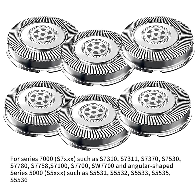 6 Pack SH71/52 Replacement Heads Compatible with Philips Norelco Series 7000 and Angle 5000 Series, SH71 Upgraded Replacement Blades Compatible with Philips Electric Shaving Series 7000 S7311 S7370