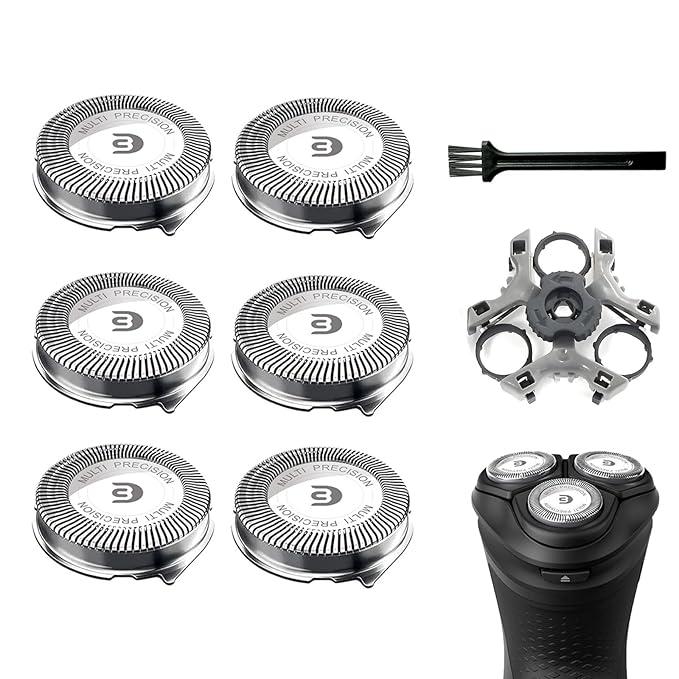 SH30 Replacement Heads Compatible with Philips Shavers Series 1000, 2000 And 3000, Replacement Blades for Norelco 3000 with 6pcs Blades And 1pcs Retaining Ring