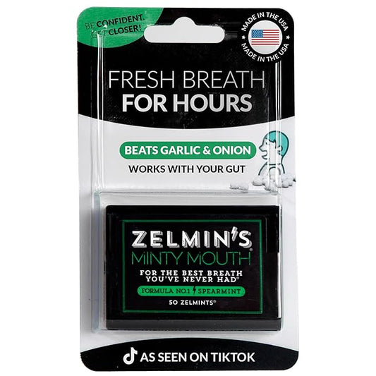 1 Pack - Zelmin's Minty Mouth Breath Freshener - Long Lasting Bad Breath Treatment for Adults, Instant Freshness Helps with Dry Mouth, Natural Breath Mints for Travel, Alcohol-Free, Keto, Gluten-Free