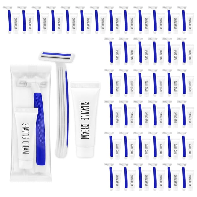 Disposable Razors in Bulk,razors individually wrapped bulk,Twin Blade Razors with Clear Safety Cap and Shaving Cream, Razors For Homeless, Hotel,Air Bnb,Shelter/Homeless/Travel (30PCS)