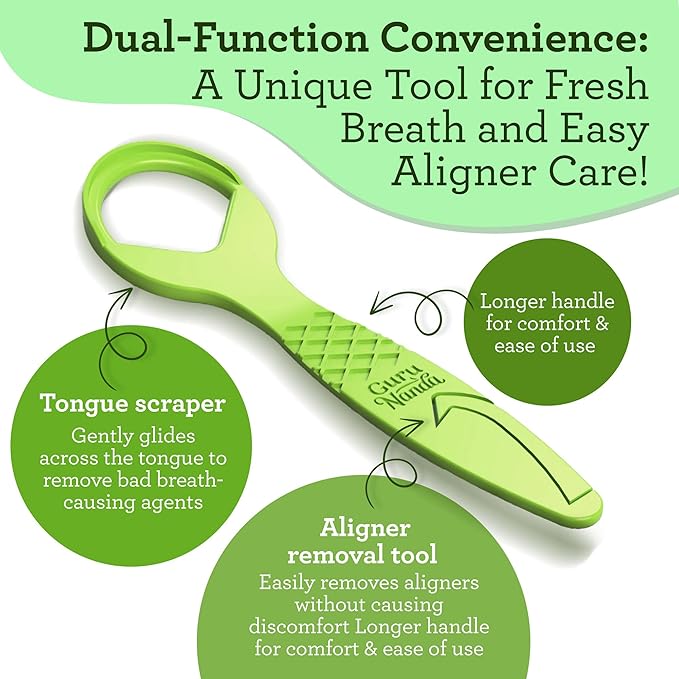 GuruNanda Disposable Tongue Scraper for Adults & Kids, Aligner Removal Tool (40 Ct) Dual-Function, BPA & PFAS-Free, Recyclable, Travel-Friendly, Promotes Fresh Breath, Easy to Use