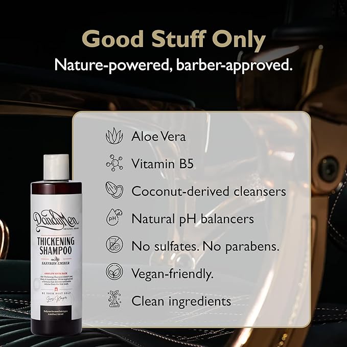 Thickening Shampoo – Volumizing and Strengthening Formula with Aloe Vera & Pro-Vitamin B5 11.83 oz (1-pack, Saffron Ember)