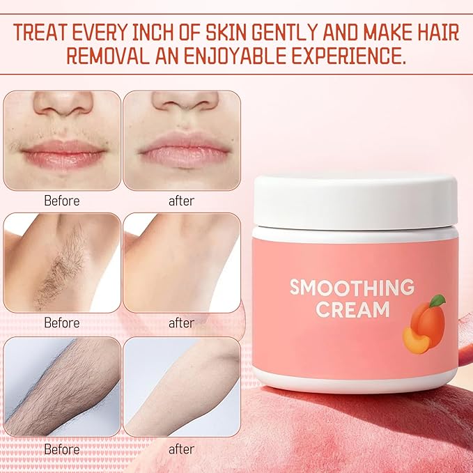 2pcs Luxevéria Facial Hair Removal Cream 50ml, Peach Infused Depilatory, Smooth Skin Treatment for Women & Men