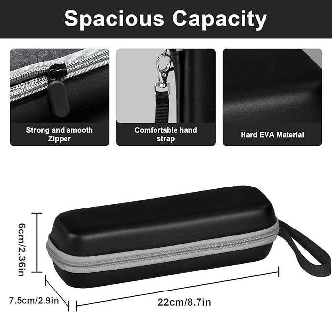 Travel Case for Oral-B/Oral-B Pro/Phlips Sonicare Electric Toothbrush with 2pcs Toothbrush Heads Cover Cap, Portable Hard Protective Storage Bag with Accessories Storage (Black)