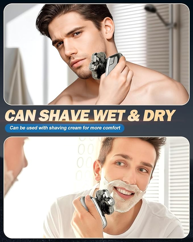 Head Shavers for Bald Men, Electric Detachable Head Shaver for Male, Waterproof Wet Dry Body Bald Head Shaver, Rechargable Rotary Shavers/Razor for Husband Father Gifts Stocking Stuffers