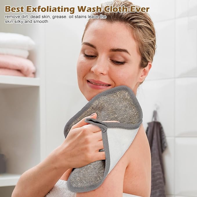 3PCS Exfoliating Washcloths for Face Shimmeroo 8x8 Inch Bamboo Charcoal Premium Face Body Wash Cloths with Softness Scrubbing Two Sides Exfoliating Towel for Women Men(Grey)