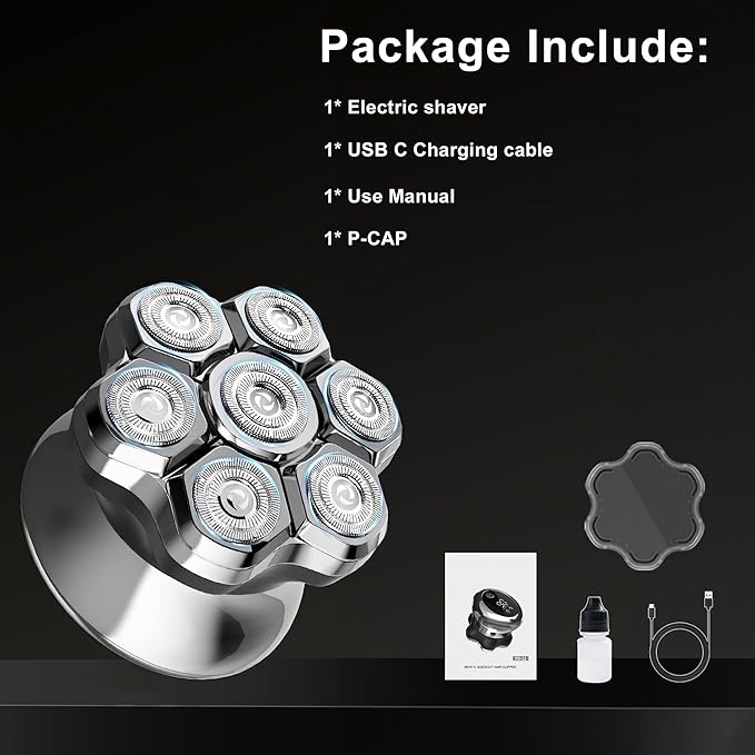 Head Shavers for Bald Men,Magnetic Head Shaver,Waterproof Wet Dry Shaving,Electric Bald Head Razor,LED Display,Cordless Rechargeable 7D Shaver for Scalp/Face/Beard with Type-C Charge