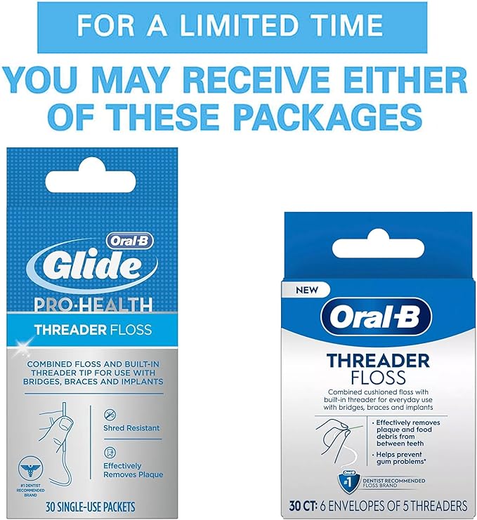 Oral-B Glide Threader Floss, 30-Count (Pack of 6)
