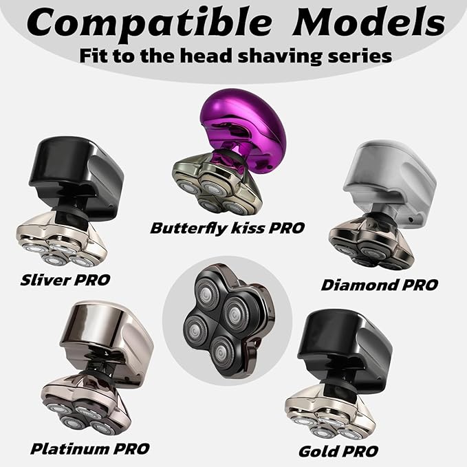 PRO 4 Head Replacement Blade Compatible with Pitbull Shaver Replacement Blade,Rotary 4 Blades Compatible with Skull Pitbull Gold/Silver/Platinum PRO,Blades Fit for Butterfly Kiss Head Shavers,1Pack.