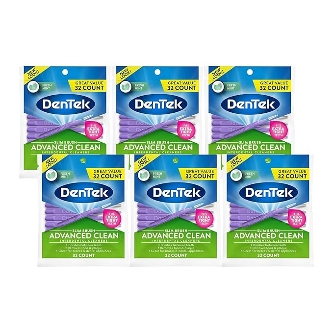 DenTek Slim Brush Interdental Cleaners 32 Count (Pack of 6)