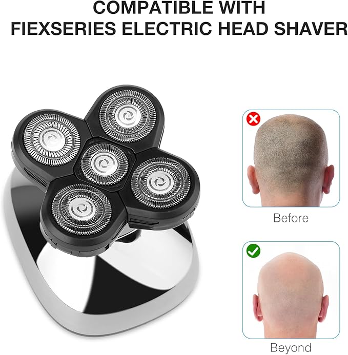 Universal 2pcs 5 Blades Shaver Replacement Heads Compatible with Freebird Freedom Bird and More Shaver 5 Blades Replacement Heads with Easy Clean Brush Blade Cover