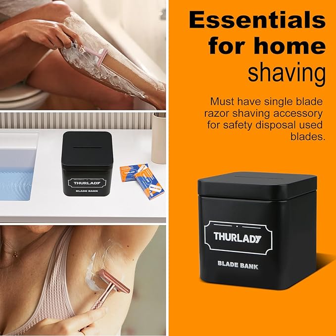 Razor Blade Disposal Container, Matte Black, Large Capacity, Holds Over 500 Blades, Safe & Recyclable