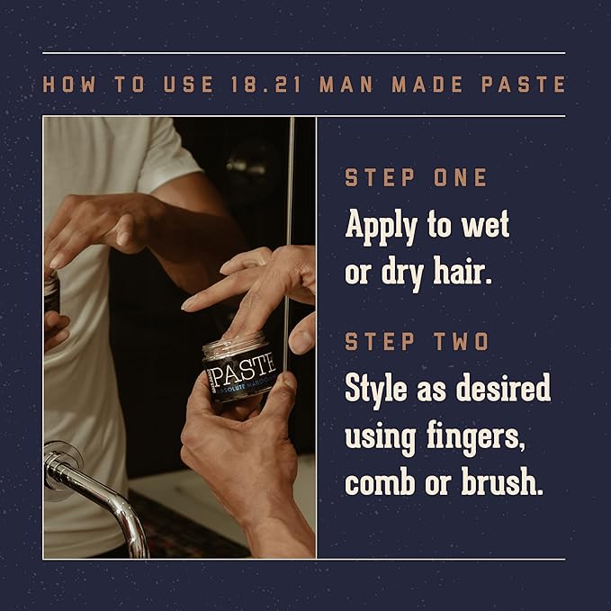 18.21 Man Made Hair Styling Product, 2oz. Absolute Mahogany Scent in Paste with Natural Shine Finish