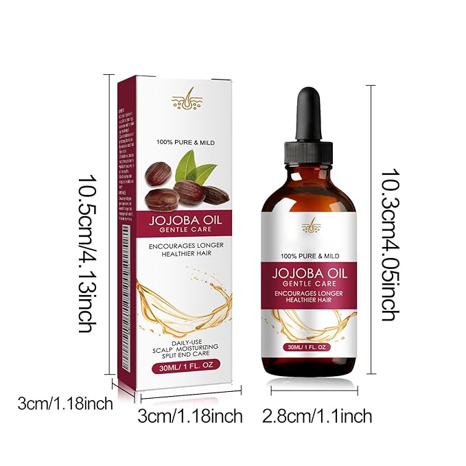30ml Jojoba Oil Hair Growth Serum for Thinning Hair – Organic Hair Oil for Hair Loss, Dry Scalp & Damaged Hair – Nourishing Scalp Treatment for Men and Women